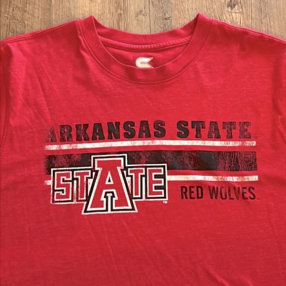 Arkansas State Red Wolves Longsleeve Red T-Shirt w/Black & White Lettering Sz. L - Picture 2 of 7